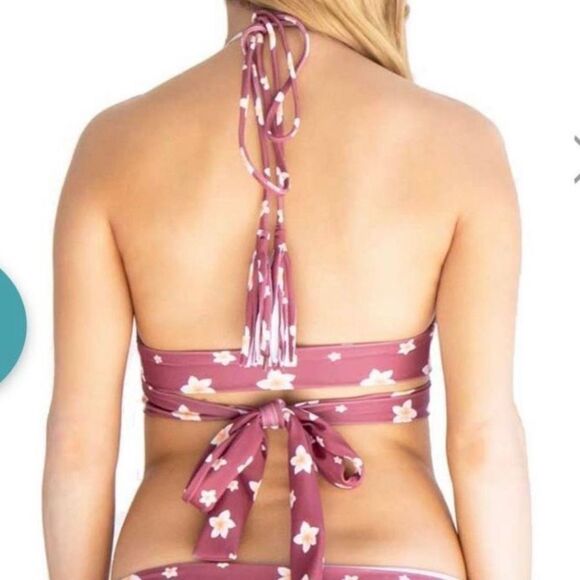 Nirvanic Swim Bikini Fai‎ Wrap Top in Plumeria Clay (M) - Picture 2 of 6